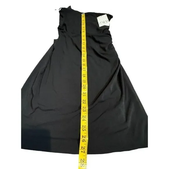 Zara Womens Mini Dress S Black Rhinestone shoulder Ruched Cut Out 7802/636 NWT - Picture 8 of 10